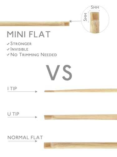 Mini Flat Tip Hair Extensions 50g 16 Inch Light Blonde Highlighted Golden Blonde Remy Hair - Seamless Keratin Bonds - Variation of THIS listing