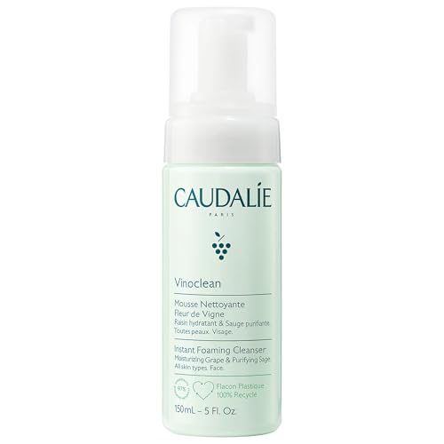Caudalie Vinoclean Gentle Foaming Facial Cleanser 5.7 Fl Oz - Suitable for All Skin Types