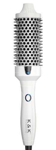 Heated Round Hair Brush 1.77 Inch Ionic Ceramic Curling Iron Volumizer - Dual Voltage