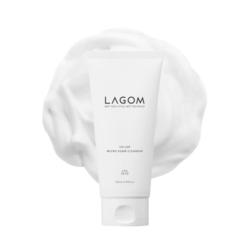 LAGOM Cellup Micro Foam Cleanser, Hydrating Deep Cleansing Face Wash, Korean Makeup Remover, Dense Soft Micro Bubbles, Ultra Fine Dust Removal 4.05 Fl Oz