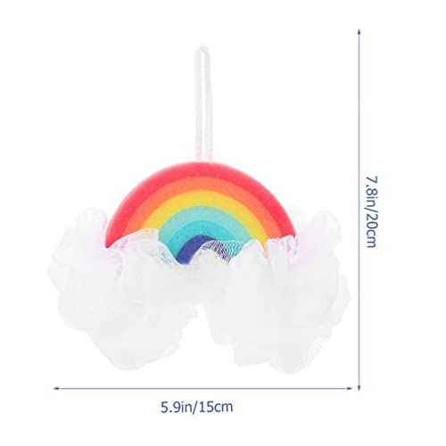 Rainbow Bath Sponge for Kids 7.87 Inch Soft Shower Puff Loofah Mesh Exfoliating Body Scrubber Baby Bath Accessory