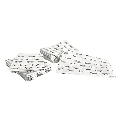 Disposable Lash Extension Bibs 125 Pack - White with Lash Print for Eyelash Artists