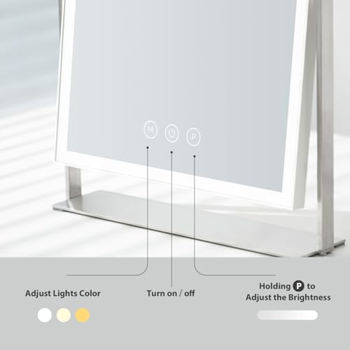 Rechargeable LED Makeup Mirror 14x10 White with 4000mAh Battery & Touch Controls