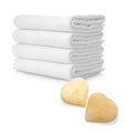 SereneLife Salt Massage Stones Set with Towels - Hand-Carved Stone for Massage Therapy, Deodorant | Salt and Sugar Scrubs | Includes 4 Massage Towel Set Made from Ultra-Absorbent Extra Soft Cotton