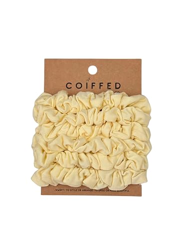 Soft Bamboo Viscose Scrunchies - Yellow, 6 Pack - Hair Ties for Gentle Hold