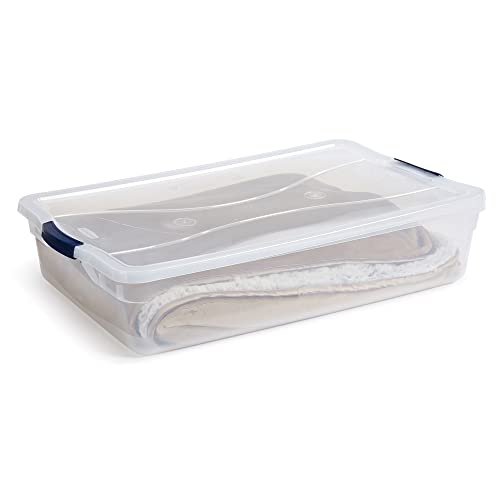 42 Qt Stackable Plastic Storage Bins with Latching Lids - 4 Pack