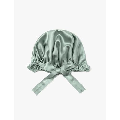 LilySilk Silk Bonnet for Sleeping Womens Sleep Cap 100% 19MM Mulberry Silk for Long Curly Hair Adjustable Stretchy Avocado Green