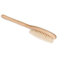 Short Handle Body Brush with Natural Pig Bristles - 11.8 Inch Beechwood