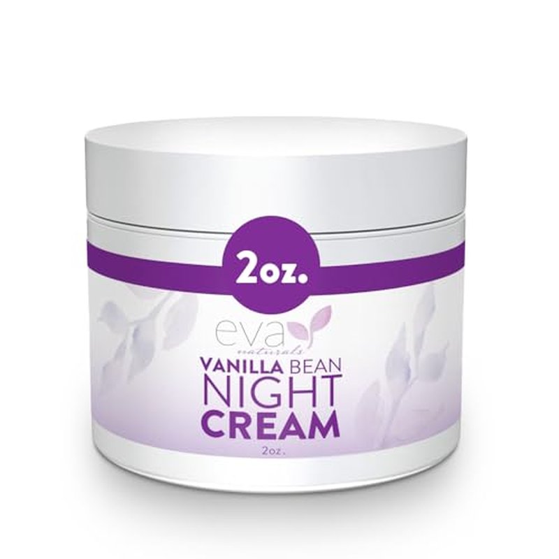 Eva Naturals Vanilla Bean Night Cream ? Overnight Face Moisturizer with Vitamin E, C, B Complex & CoQ10 ? Anti-Aging Facial Lotion with Green Tea & Shiitake ? Hydrating Cream for Renewed, Smooth Skin