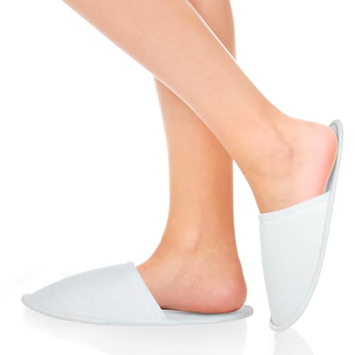 Juvale Disposable Slippers for Guests - Individually Wrapped Spa & Hotel Slippers - Slip-Resistant Shoes - Travel-Friendly Disposable Shoes - Medium (Men¡¯s US 10/Women¡¯s US 11) White - Pack of 24