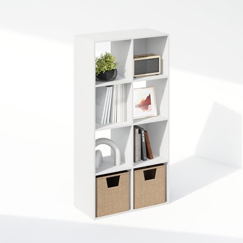 White 8-Cube Book Shelf - Modern Cube Storage Organizer for Living Room & Bedroom
