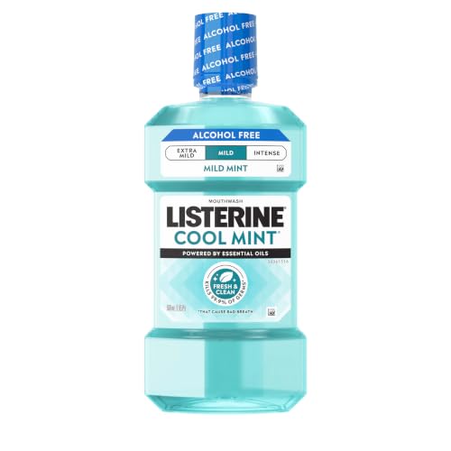 Listerine Cool Mint Alcohol-Free Mouthwash - Mild Mint, 16.9 Fl Oz (Pack of 1)