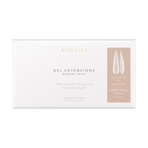 Kiara Sky Gel Nail Extension Tips ? Natural Cover, 504 pieces, Sculpted - Stiletto shape, Extra Large (XL)