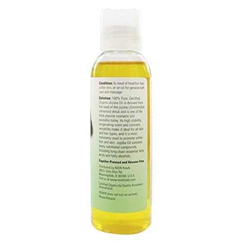 NOW Foods Solutions Certified Organic Jojoba Oil, 4 oz Liquid