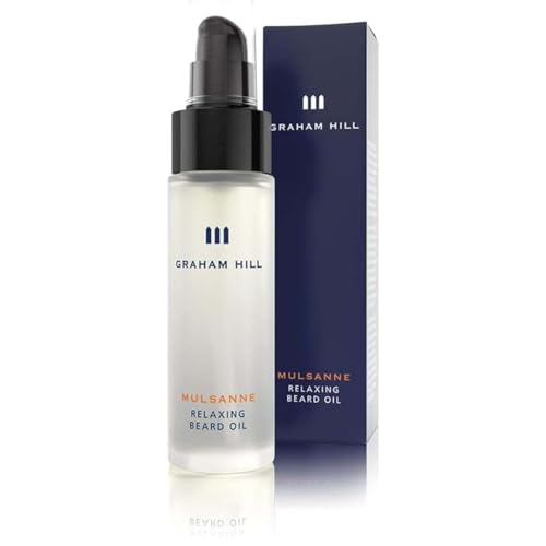 Graham Hill Mulsanne Relaxing Beard Oil for Men - 30ml | Nourishing Beard Growth Oil with Cold-Pressed Jojoba, Prickly Pear, and Mint - Vegan, Beard Oil for Glossy Smooth Beard and Mustache
