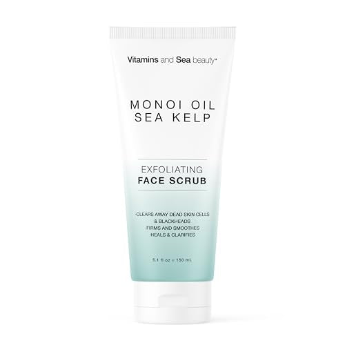 Exfoliating Face Scrub with Monoi Oil & Sea Kelp ? Clarifying & Firming Facial Exfoliator with Natural Pumice ? Vegan, Paraben-Free, 5.1 fl oz