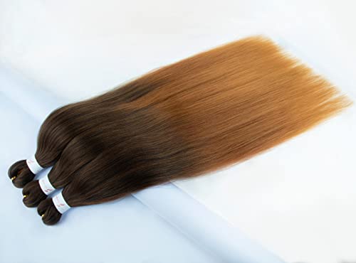 Pre Stretched Braiding Hair Extensions 42 Inch 8 Bundles - Yaki Texture, Itch-Free Synthetic Fiber, Includes Crochet Needle & Accessories - #1B/30/27