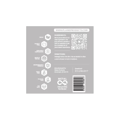 Plaine Products Eco-Friendly Lotion - Unscented - Sulfate/Paraben/Phthalate Free, 16oz (Refillable Aluminum Bottle with Pump)