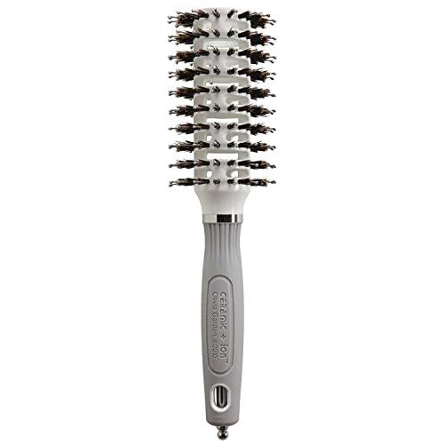 Olivia Garden Ceramic + Ion Turbo Vent Pro Hair Brush - Round Dry Brush - Not Electrical - Professional Blowout Brush for Fine Hair - For Short and Medium Lengths