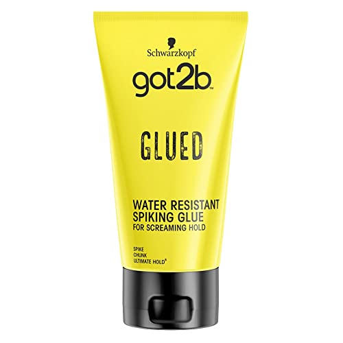got2b Glued Water Resistant Spiking Gel 150 ml, Glued Spiking Gel for up to 72h Ultra Strong Hold, Water & Sweatproof, For Extreme Hairstyles, Vegan* Formula