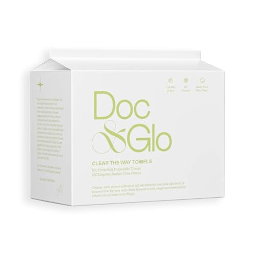 Doc & Glo Face Towel Wipes, Dry Disposable Face Towels, Perfect For Cleansing, Toning & Makeup Removal (Pack of 100)