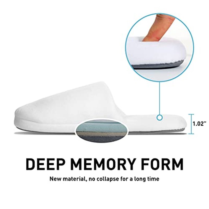 3-Pair Luxury Spa Slippers - Cotton Memory Foam Non-slip Closed Toe Washable Slippers for Hotel,Guest,Travel,Bride,Women and Men