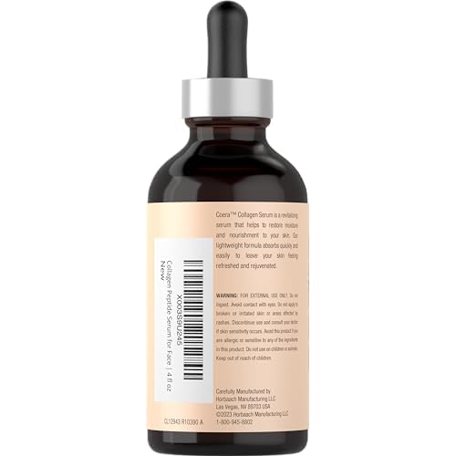 Coera Collagen Peptides | 4 fl oz | Face Serum with Verisol | Professional Strength Formula for Women | Free of Parabens, SLS, & Fragrances | Packaging May Vary