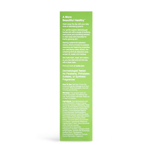 COOLA Glowing Greens Gel Facial Cleanser 5 Fl Oz - Detox & Hydrate, Vegan & Eco-Friendly