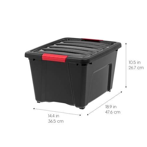 32 Quart Stackable Storage Bins with Lids - Black, 6 Pack