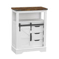 Panana Farmhouse White Bathroom Floor Cabinet with Sliding Barn Door & 3 Drawers