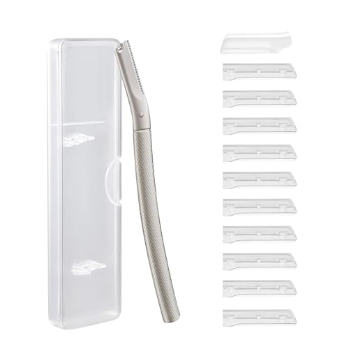 BoxedHome Eyebrow Razor with 11 Blades & Travel Case for Women & Men, Eyebrow Trimmer Shaper, Silver