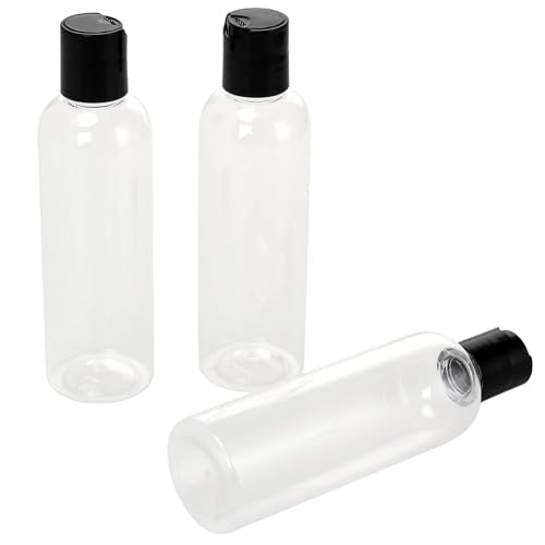 4oz Clear Plastic Travel Bottles with Black Disc Cap - 60 pcs, Leakproof, Refillable, Portable