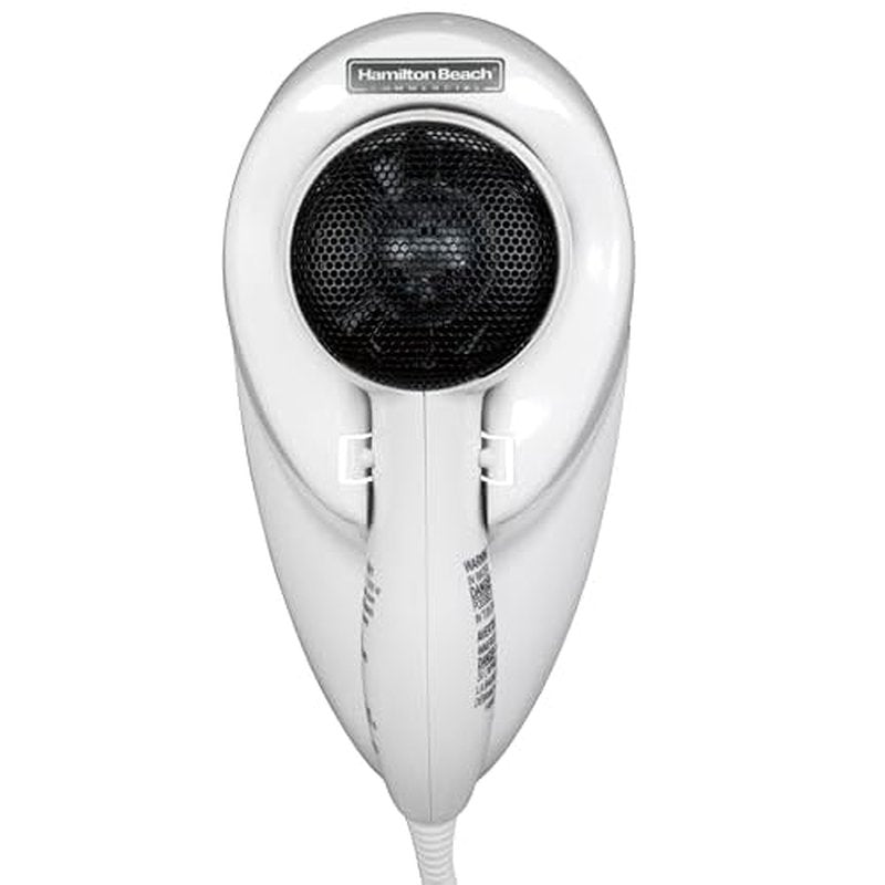 Hamilton Beach Commercial Wall-Mounted Hair Dryer, 1500 Watts, White, 8251