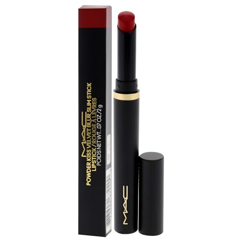 MAC Powder Kiss Velvet Blur Slim Lipstick - 889 Ruby Red - 0.07 oz, Red, New