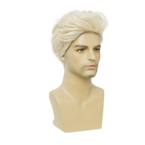 Kaneles Mens Blonde Short Synthetic Wig Natural Fluffy Heat Resistant Halloween - Blonde1