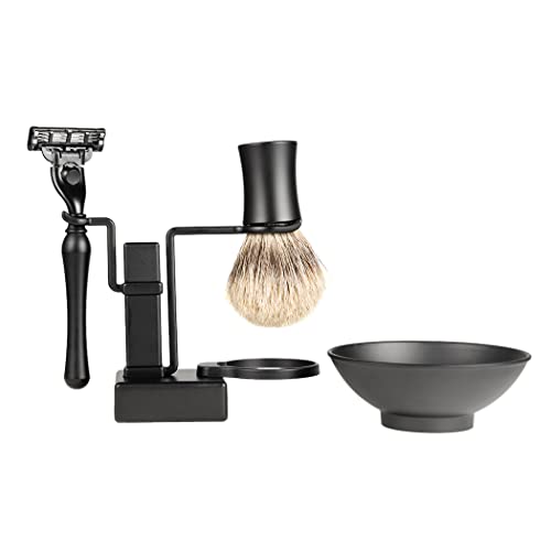 Men's Shaving Brush Kit with Stand - Grooming & Shaving Accessories