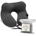 Inflatable Travel Neck Pillow with Memory Foam Support - Adjustable & Compact