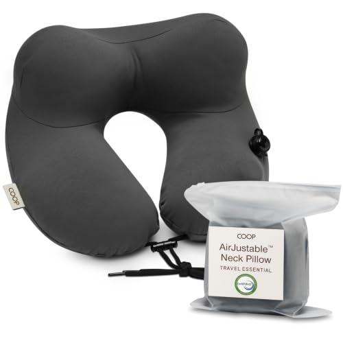 Inflatable Travel Neck Pillow with Memory Foam Support - Adjustable & Compact