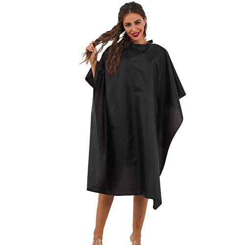 10 Pack Black Barber Capes - Waterproof Nylon Salon Capes, 59 x 47 Inches, Professional Hairdressing Cape Set