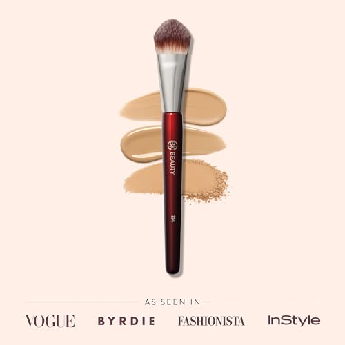 BK BEAUTY 114 DUAL-SIDED CONCEALER BRUSH ? Precision Concealer & Powder Makeup Brush for Under-Eyes, Blemishes, and Touch-Ups, Soft Vegan Bristles