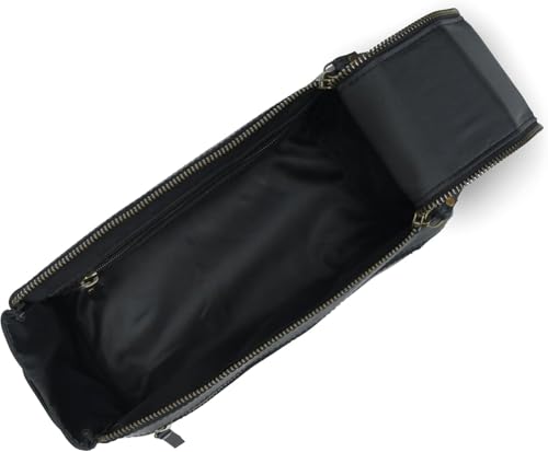 Men's Leather Toiletry Bag - Vintage Dopp Kit Organizer with Waterproof Lining - Black, Small