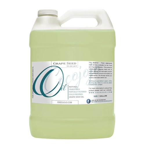 Dr Joe Lab Grape Seed Oil 128 oz Pure Natural Cold Pressed Unrefined Extra Virgin Grapeseed Oil 1 Gallon - for Hair Skin Body Nail and Beard - Moisturizes, Soothes, Hydrates, & Nourishes