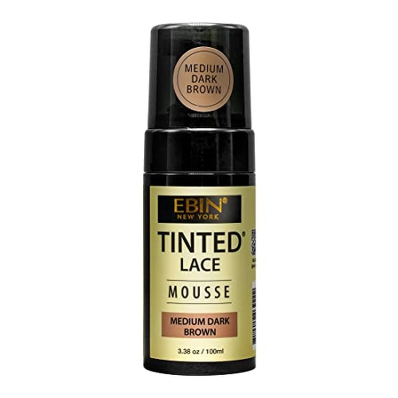 EBIN NEW YORK TINTED LACE MOUSSE - Medium Dark Brown, 3.38oz/ 100ml | Lightweight Foam with Highly Pigmented, Perfect Matching with Flawless Finish