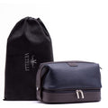 Vetell Leo Large Leather Men's Travel Toiletry and Shaving Case Bag with Upper and Lower Zippered Compartments, 3 Interior Loops and Carrying Handles
