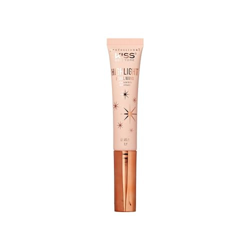 Kiss New York Professional Pearl Liquid Highlighter Beauty Wand, Radiant Glow for Cheek Eye & Lip, Non-Greasy Hydration Lightweight with Sponge-Tip Applicator (Lovely Lily)