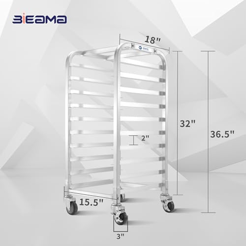 Half Size 10-Tier Sheet Pan Rack - NSF Aluminum Bun Pan Storage Shelf