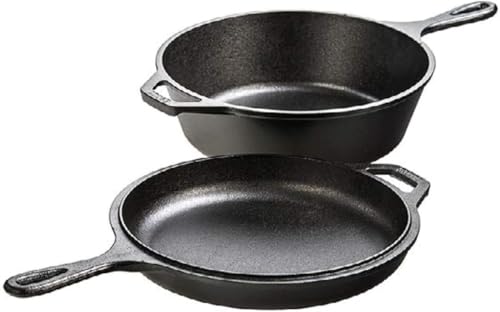 Cast Iron Combo Cooker Set - 3.2 Qt Deep Pot & 10.25 Inch Skillet Lid