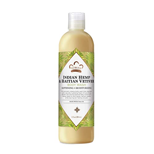Nubian Heritage Indian Hemp & Vetiver Body Wash 13 Fl Oz - Organic Moisturizing Cleanser