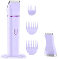 2-in-1 Bikini Trimmer for Women, Waterproof Painless Body Shaver for Legs, Underarms, Bikini Line with Narrow & Wide Ceramic Blades, 3 Combs, USB Rechargeable, Travel Friendly Gift for Women,Purple