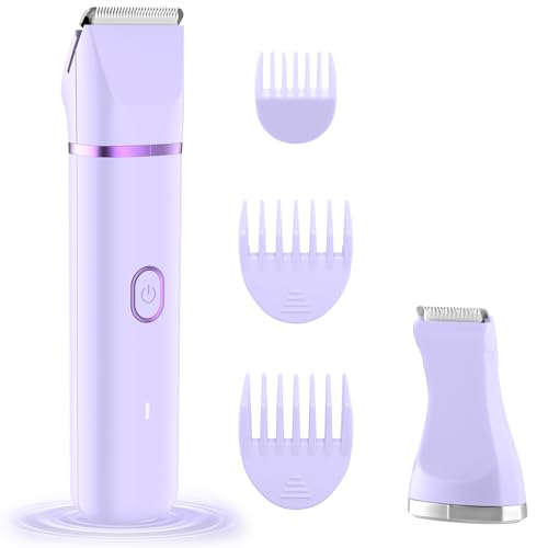 Women's Bikini Trimmer 2-in-1 Waterproof Body Shaver with Narrow & Wide Blades - Lavender